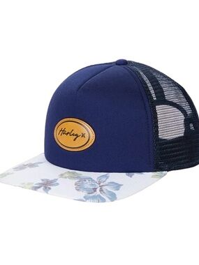 HURLEY Snapback Trucker Hat, Navy Blue/Floral, Size O/S